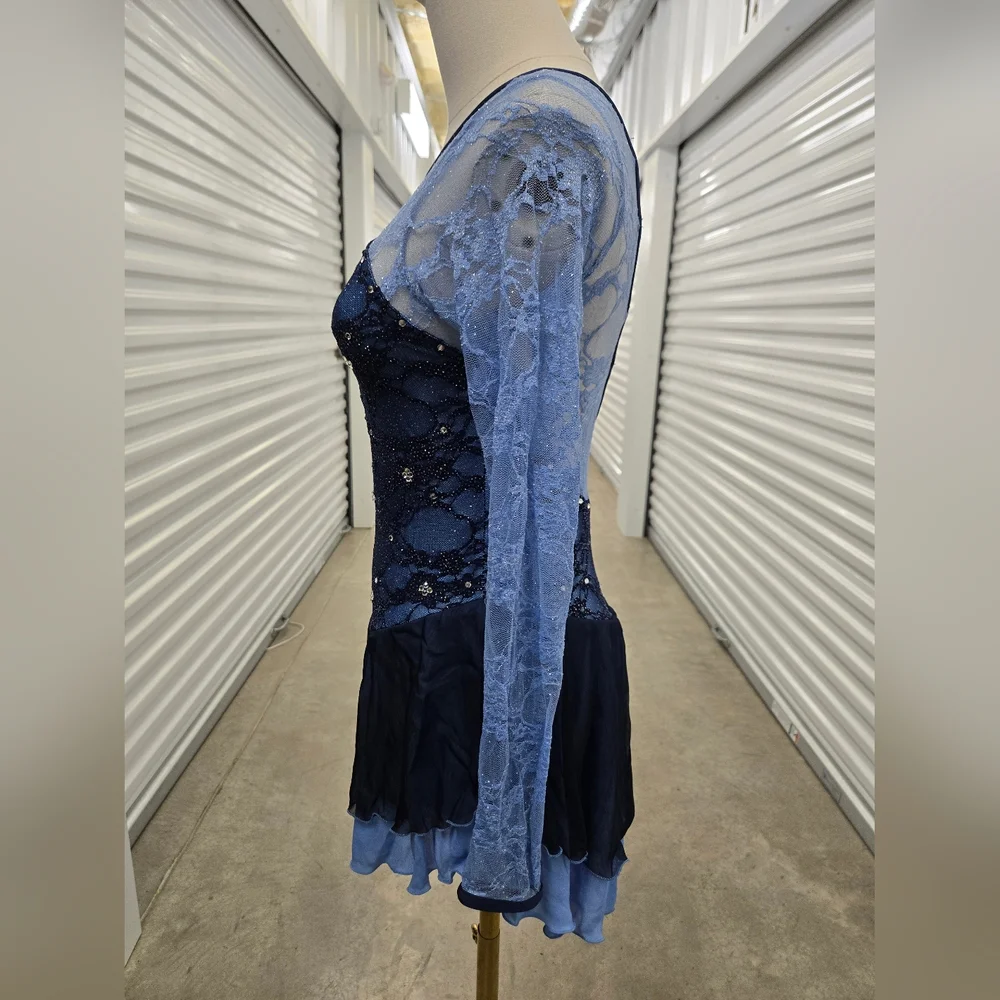 Blue figure skating dress - Picture 3 of 10